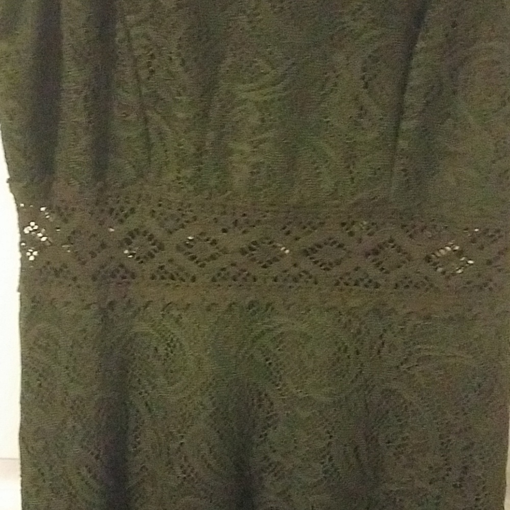 Boho Chic dark green lace maxi dress M NWT